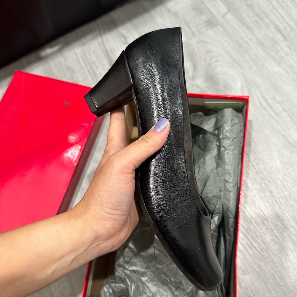 Working black leather heels